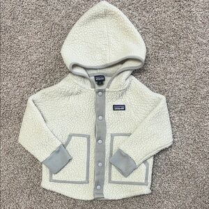Patagonia Kids' Fleece Hoodie in Cream and Gray